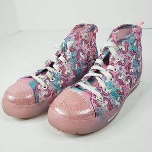 Jojo Siwa girls pink unicorn glittery high-top sneakers size 3